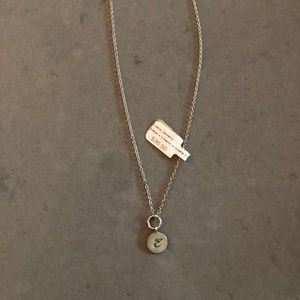 Sterling Silver E Initial Charm Necklace
